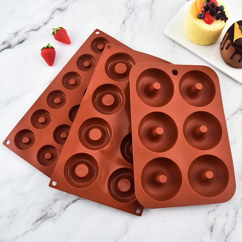 食品级耐高温硅胶蛋糕模具批发 甜甜圈饼干模具DIY烤箱烘焙工具