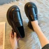 The new 2024 autumn collection of Japanese-style small leather shoes for women features a black thick-soled loafer with a British style, paired with a single jk uniform shoe details Picture