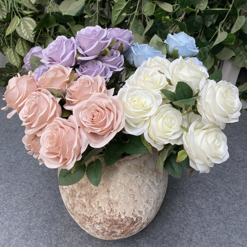 Single Simulated Multi-Head Rose Bouquet Wedding Wedding Decoration Artificial Flowers Photograph Photography Layout Props Fake Flowers details Picture