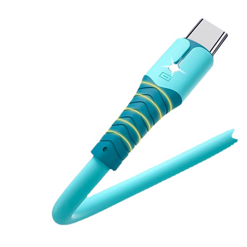 Liquid silicone rubber data cable with light is suitable for Apple and Android TYPE-C. Hu5 is A wholesale fast charging cable for mobile phones Item Picture