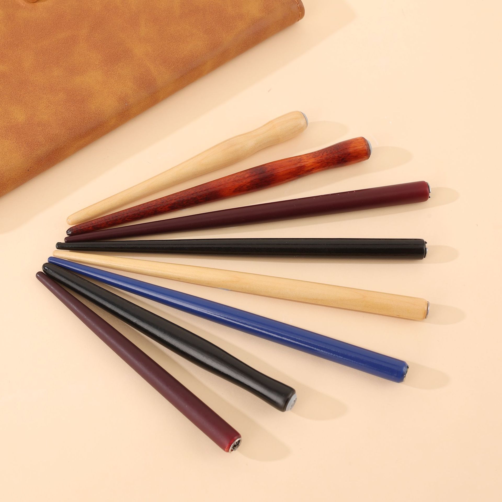 Retro solid wood stick dip pen art English calligraphy comic pen set with interchangeable pen tips, custom-made wooden stick handmade pen Specification image