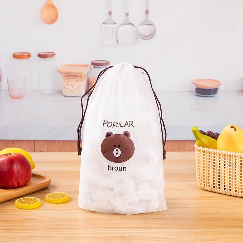 Food-grade PE material food preservation bags, bear bags, disposable food preservation film covers, convenient and fast kitchen, household leftovers and fruits details Picture