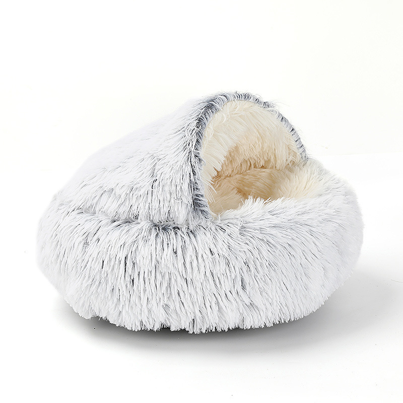 T cross-border shell cat bed, semi-enclosed pet bed, warm and cold-proof dog plush bed, cat bed, dog bed, cat dog nest Item Picture