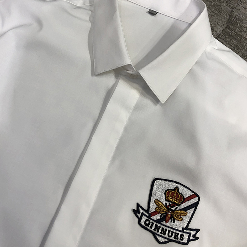 Summer new men's slim-fit Tencel cotton no-iron fashionable business shirt, short-sleeved men's shirt with webbing badge Application Scenario