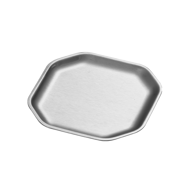 304 stainless steel plate, food-grade plate, golden Western cuisine pickles plate, commercial square tableware, ribs plate, thickened Item Picture