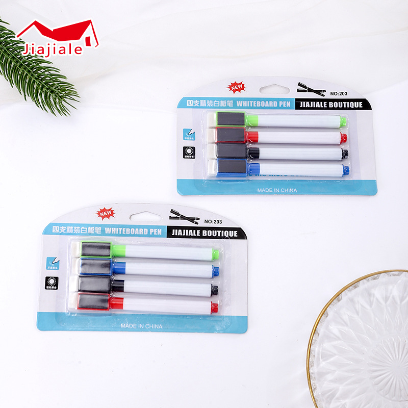 Wholesale of 4 pieces of magnetic fridge magnets, magnetic whiteboard pens, colored children's tape, drying tape brushes, and erasable blackboard pens Specification image