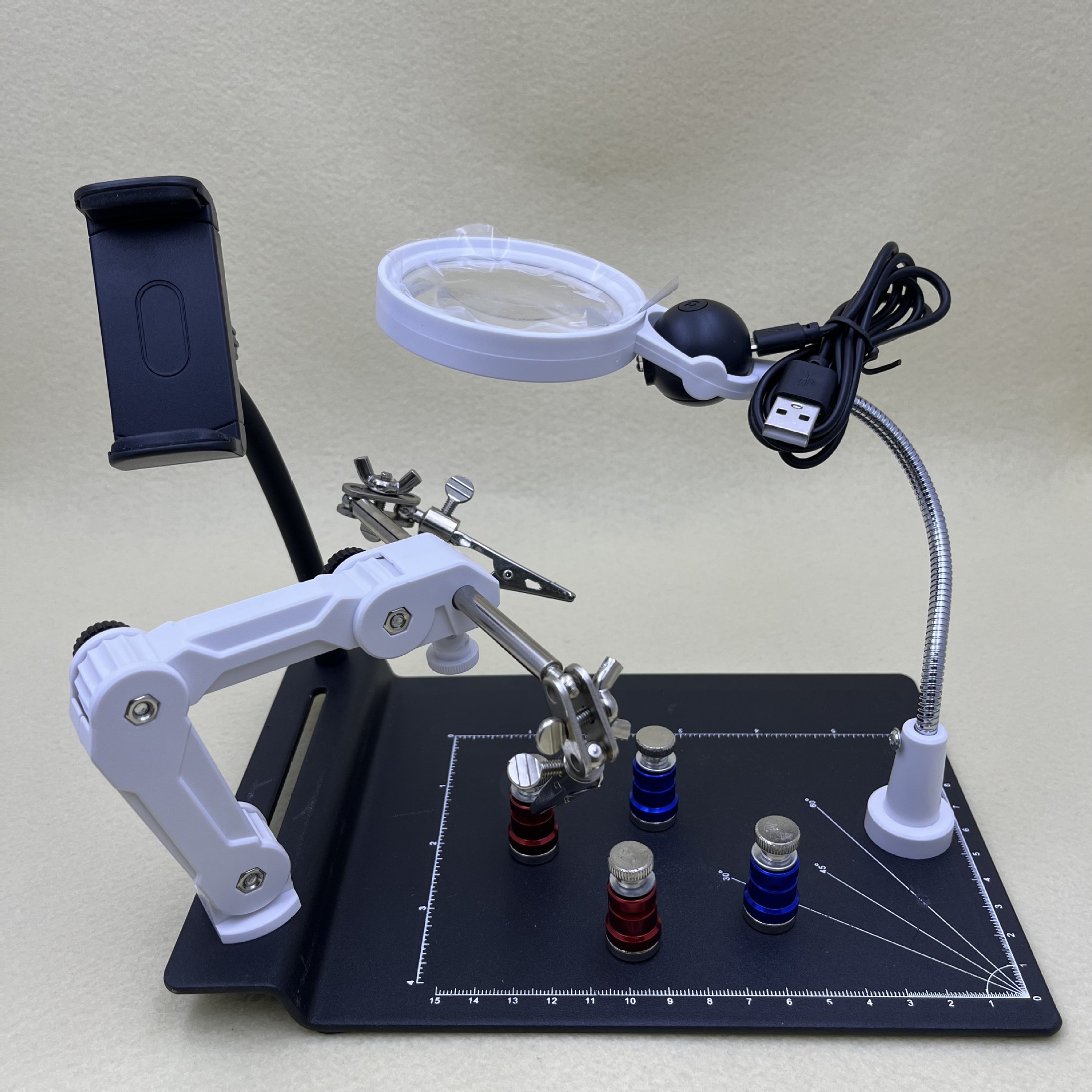 7029 Desktop magnetic stand, 7x magnifying glass, mobile phone auxiliary, scale LED light, circuit board repair and inspection Specification image