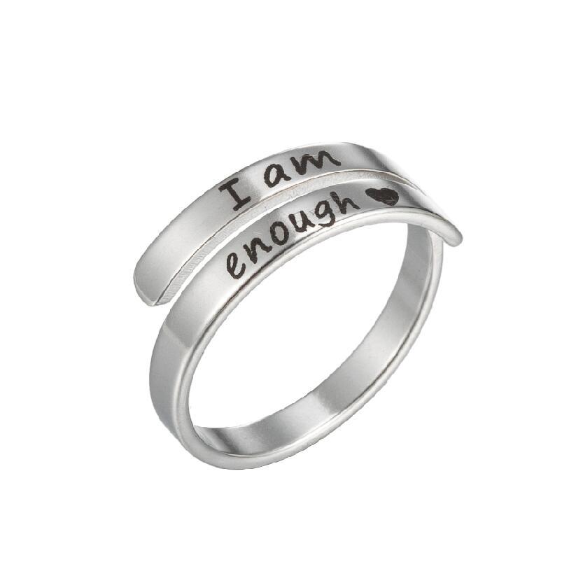 Vintage Open Ring Ins Fashion Stainless Steel Amazon Accessories I Am Enough Double Ring Women Wholesale Item Picture