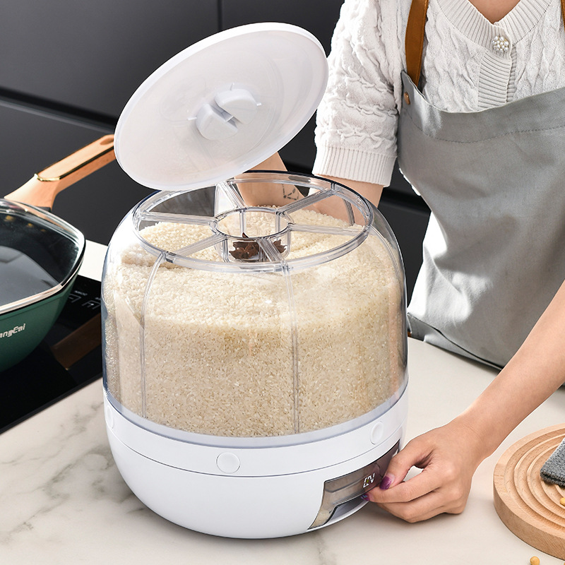 Household Sealed Classification Of Rice Bucket Cereal Grain Packaging Rice Box Can Be Rotated Divided Food Grain Tank A Piece Of Replacement Application Scenario