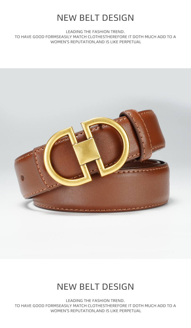 女士腰带双面真皮平滑扣高品质束腰带配连衣裙装饰纯牛皮皮带女潮详情14