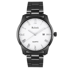 跨境希音热销商务石英表Rclock新款时尚男士钢带日历手表厂家直销