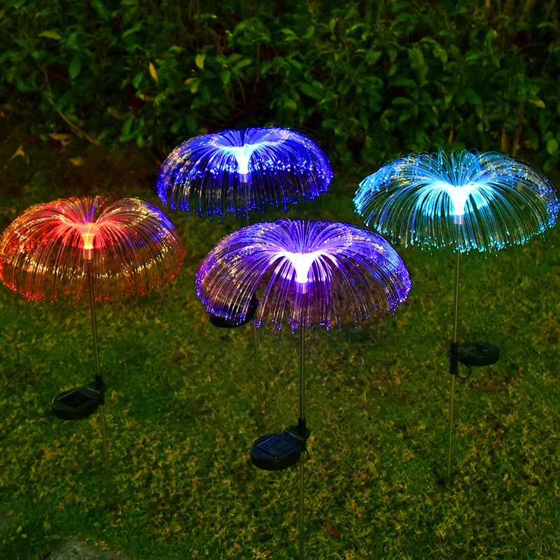 RGBled solar lights, courtyard decoration, seven-color optical fiber jellyfish lights, meteor shower atmosphere, festival lights details Picture