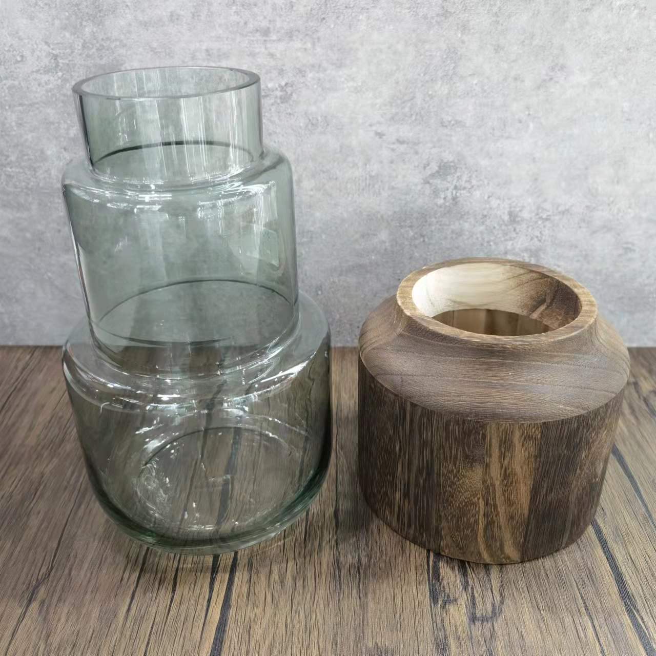 Nordic Log Clear Glass Vase Creative Home Decoration Flower Arrangement Container Simple Hydroponic Glass Vase Specification drawing