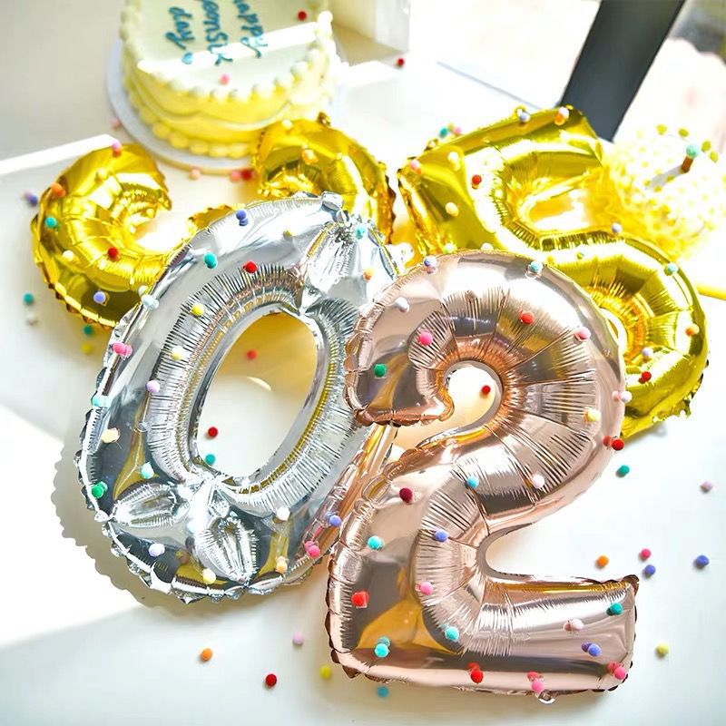 生日数字气球16寸铝膜毛球生日派对装饰用品拍照道具厂家