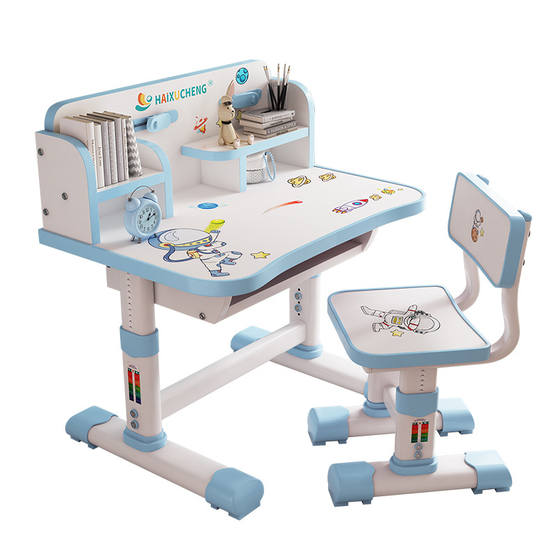 Study Desk Children's Desk Home Student Homework Desk Chair Set Writing Desk Bookcase Integrated Table Item Picture