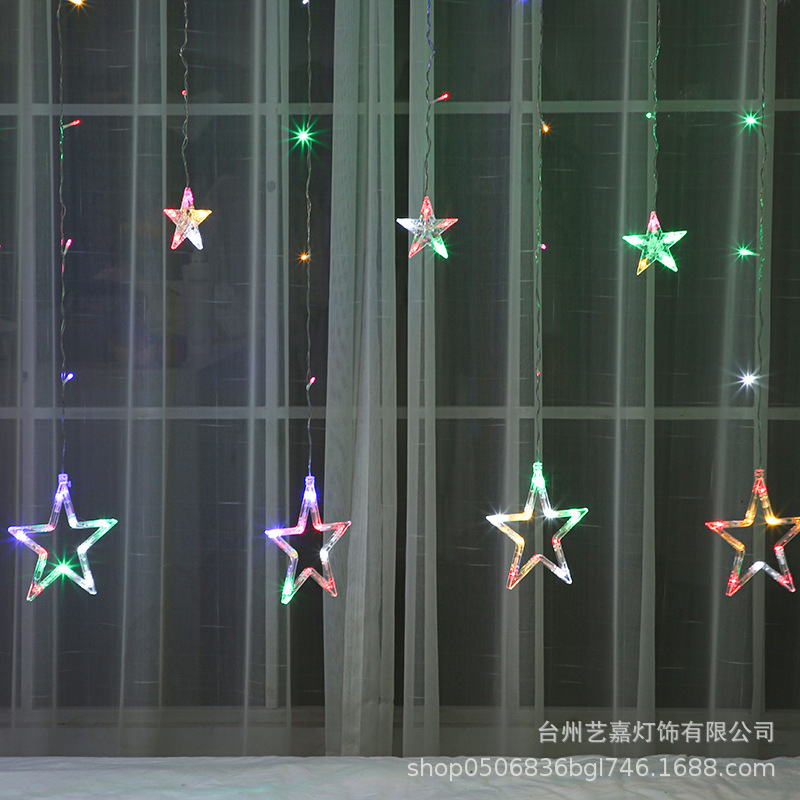 led string lights, star lights, starry sky lights, festival five-pointed stars, curtain lights, night lights, atmosphere lights, star Christmas colored lights details Picture