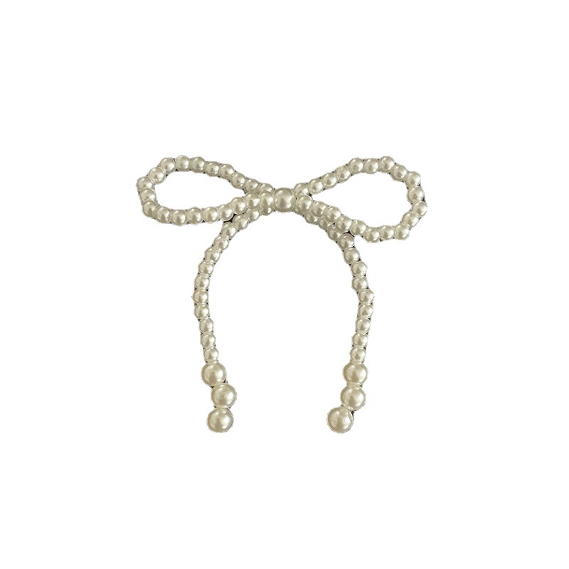 In-stock pearl bow floral art, hand-woven bouquets, pearl chain accessories, baking packaging materials, gift decorations Item Picture