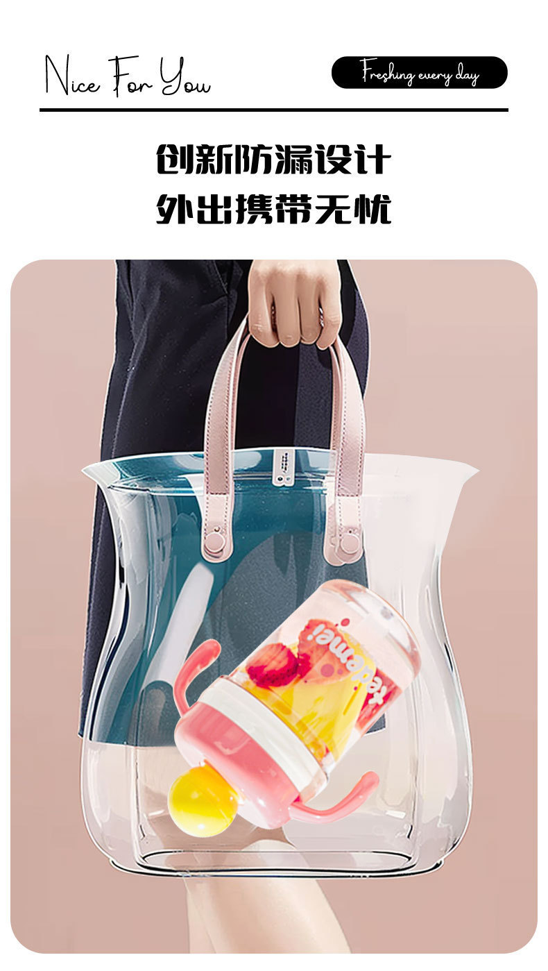 Cute, good-looking, portable and small flower tea cup for girls, summer portable tea and water separation with tea bin plastic water cup pic 4