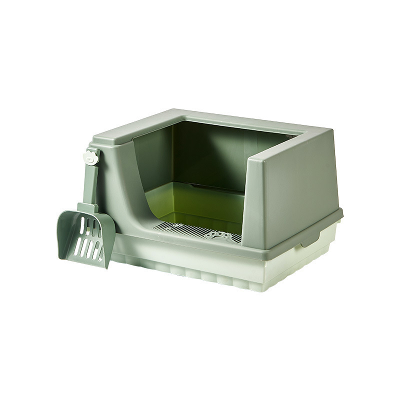 Cat Litter Box New High Bag Border Odor Prevention Splash Large Space Cat Toilet Room Type Large Cat Litter Box Semi-Closed Item Picture