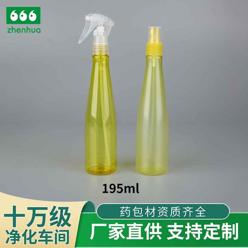 Mosquito repellent toner 120/195ml transparent yellow spray gun bottle, eco-friendly PCR PET spray-type flower water bottle full figure