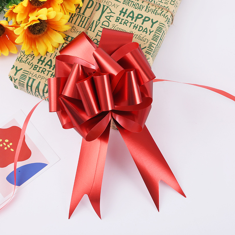 Laminated Flower Ball Bow Large 4.5Cm Aluminum Film Wedding Car Pull Flower Ribbon Venue Layout Wedding Decoration Supplies details Picture