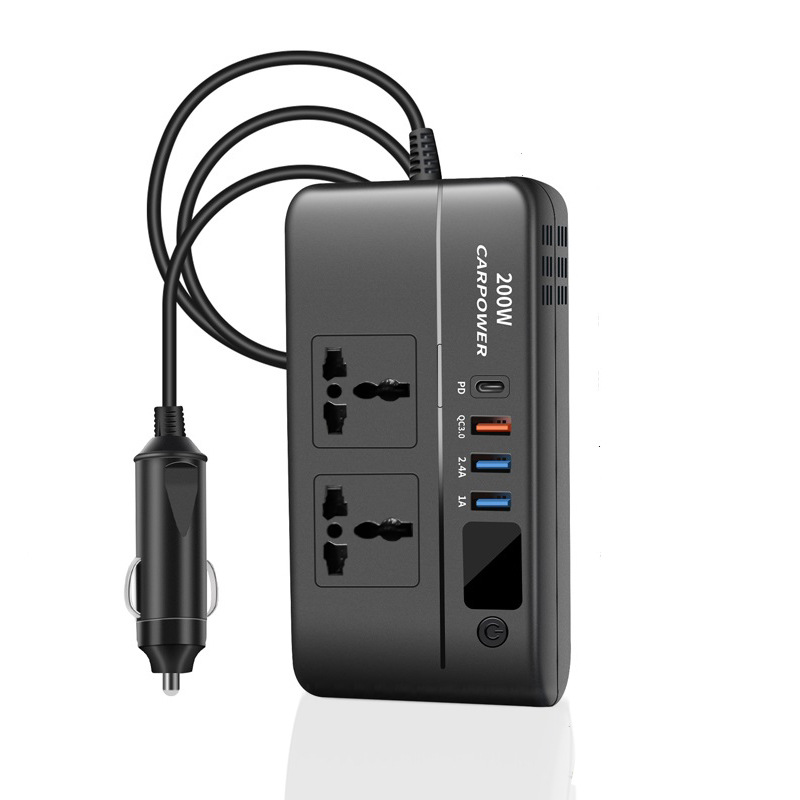 Cross-border bestseller 200W car inverter, multi-functional car inverter, 12V to 220V fast charging head Item Picture