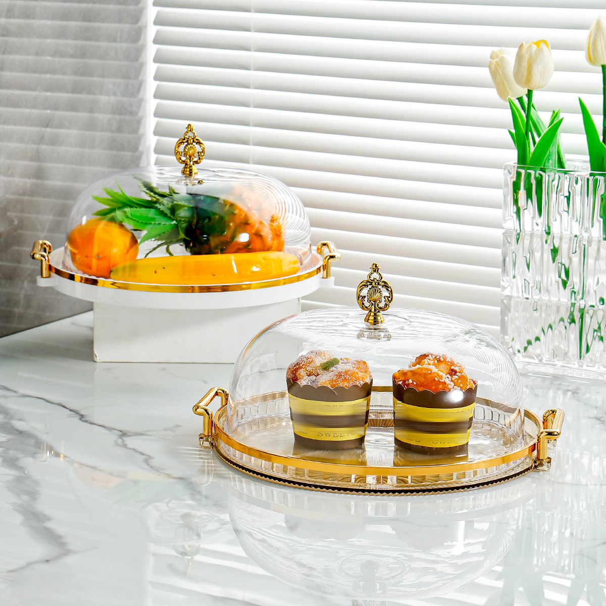 Cake Tray Household Bread Fruit Tasting Tray With Lid Clear Plastic Cover Dessert Tray Cake Display Tray