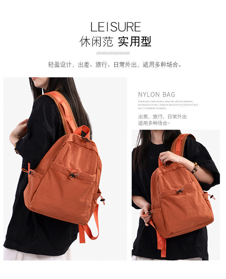 跨境日系抽绳轻便双肩背女百搭通勤上课学生书包户外运动休闲背包详情12