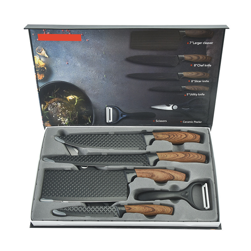 قطع أطباق من ستة أطقم من السكاكين المصنوعة من ثمانية نجوم مقبض السكاكين Item Picture