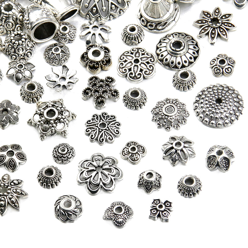 A variety of popular handcrafted diy necklaces, bracelets and small accessories made of ancient silver alloy flower stands with hollowed-out flowers Specification image