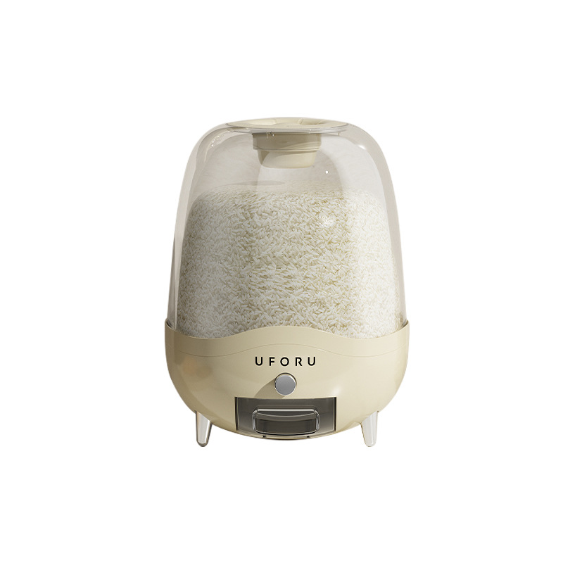 Household multi-grain pressed rice moisture-proof and insect-proof sealed rice bucket, milky white high appearance level, large-capacity five-grain storage bucket 0714 Item Picture