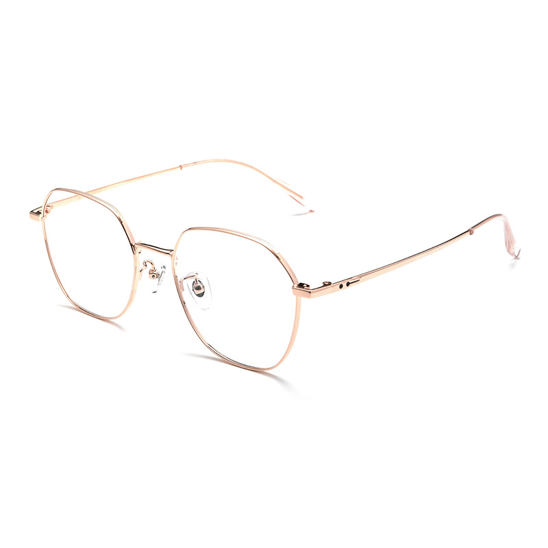 Wholesale of new trendy retro polygonal glasses frame women's ultra-light pure titanium full-frame glasses frame decorative glasses 27086 Item Picture