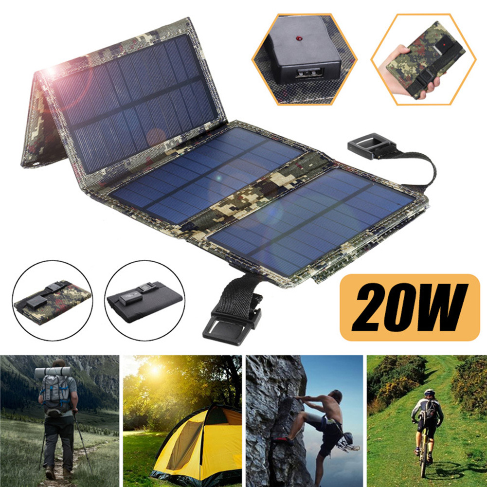 20W太阳能折叠包 8W 5V USB户外手机便携太阳能充电器充电板