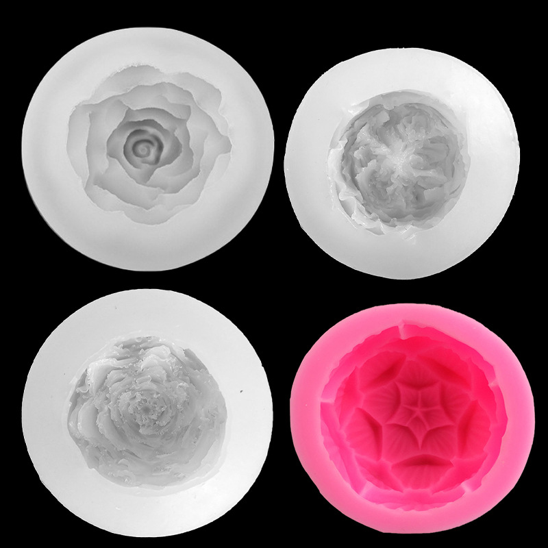 Rose, lotus, camellia scented candle, gypsum resin, clay chocolate mousse, flower handcrafted silicone mold Item Picture