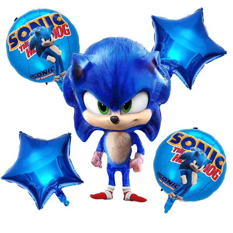 亚马逊生日气球索尼克造型音速小子Sonic生日派对套装铝膜气球图
