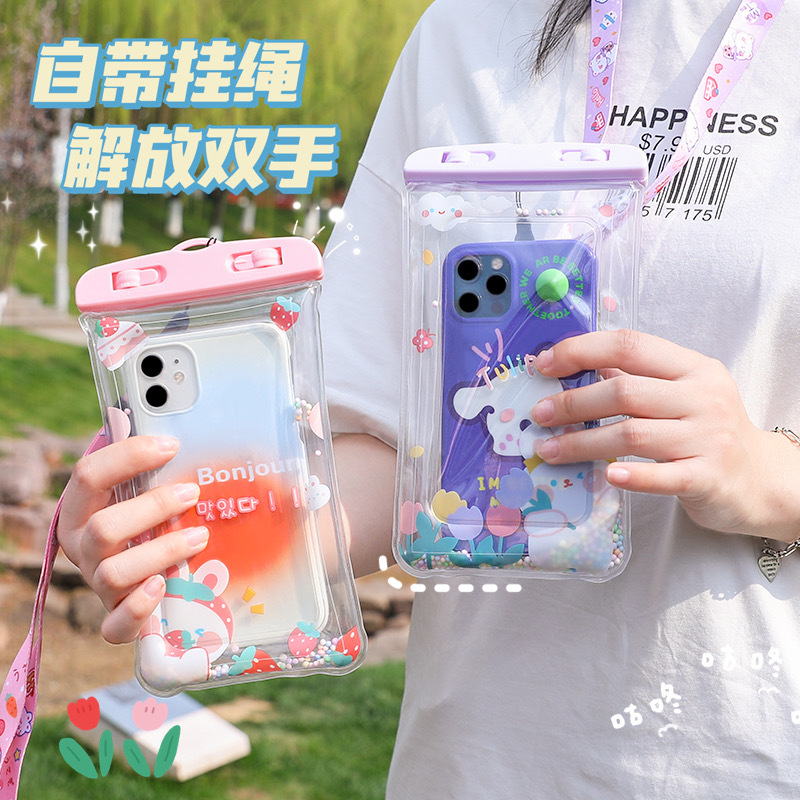 可爱卡通设计/防水袋保护/气囊漂浮/触屏保护套/露营游泳/手机袋子批发产品图