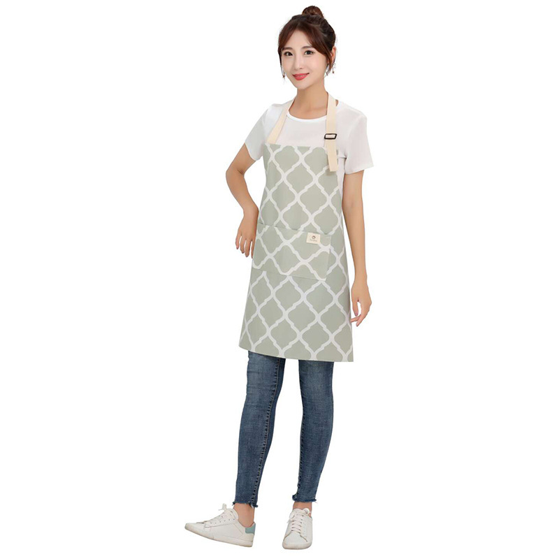 【持嘉】厨房棉麻防水围裙 挂脖式时尚围裙厨房家居半身工作围裙