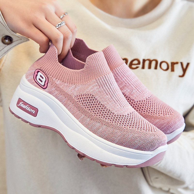 鞋子女夏季新款外贸女鞋厂家批发内增高shoes透气厚底运动鞋女