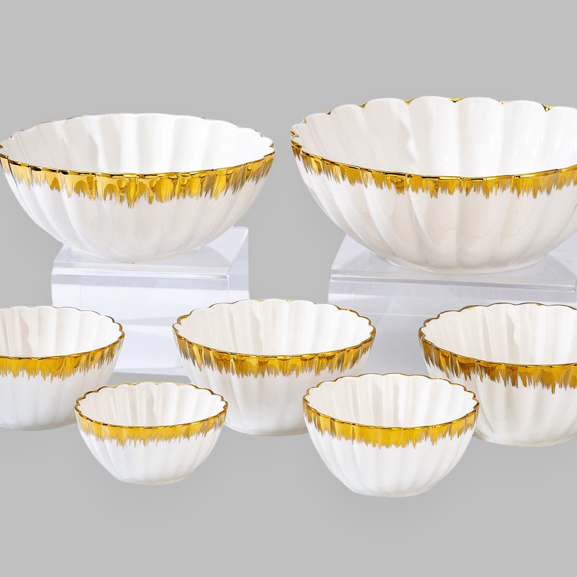 Wholesale of light luxury ceramic tableware sets, high-end gold-plated plates with gold edges Specification image