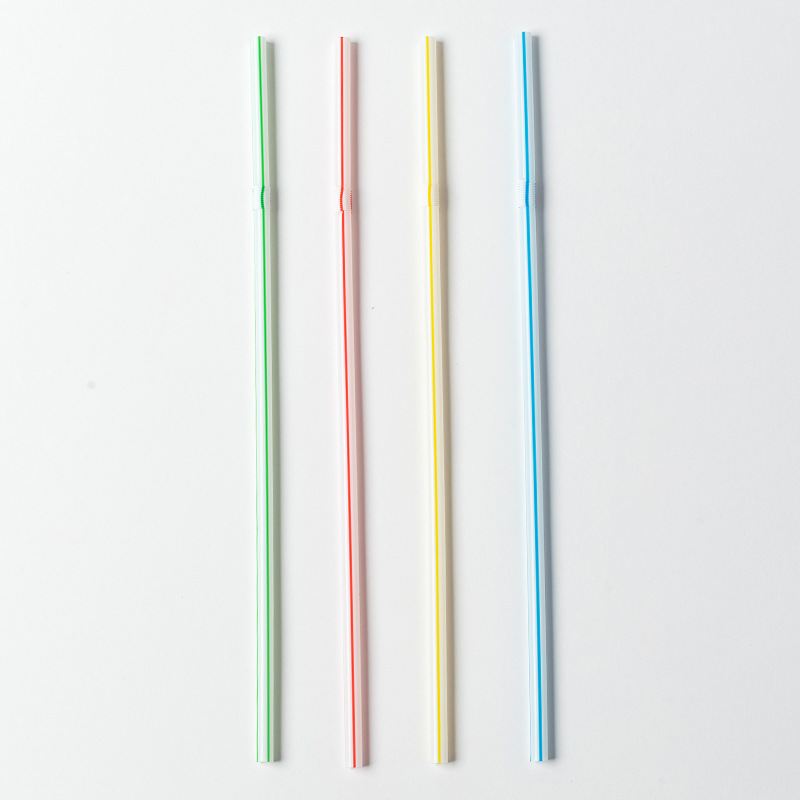 Striped Mixed Color Disposable Plastic Bend 5X210mm Milk Tea Restaurant Hot Products Item Picture