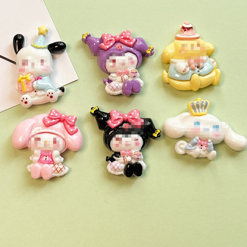 Cartoon Sanrio Brightening Resin Accessories Kouromi Diy Accessories Handmade Mobile Phone Case Hair Accessories Refrigerator Magnets Specification drawing