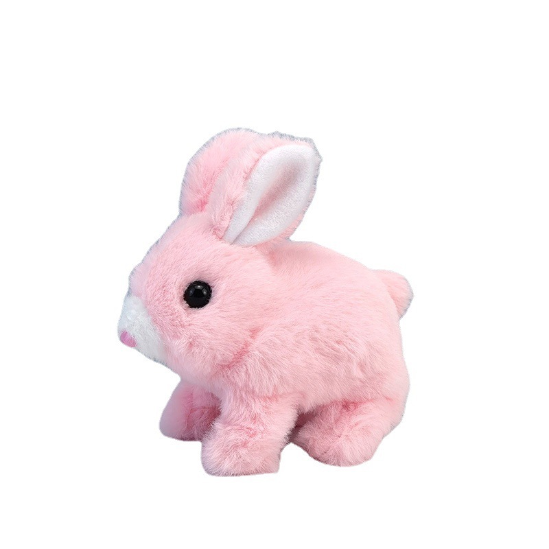 Electric plush little white rabbit simulation pet that can walk, bark and shake its ears, long-haired rabbit pet toy for baby interaction Item Picture