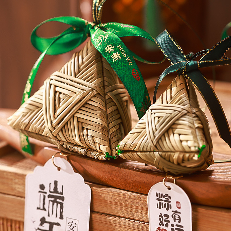 Chinese-style cultural and creative sachets for the Dragon Boat Festival, handcrafted bamboo-woven zongzi, national trend decorative products, mugwort sachets, pendants, car ornaments Specification image