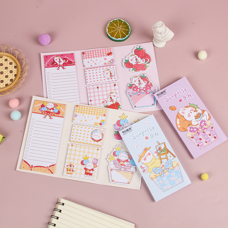 Back-to-school season student sticky notes Cartoon cute rabbit thickened sticky note book students can tear off sticky notes N times Application Scenario