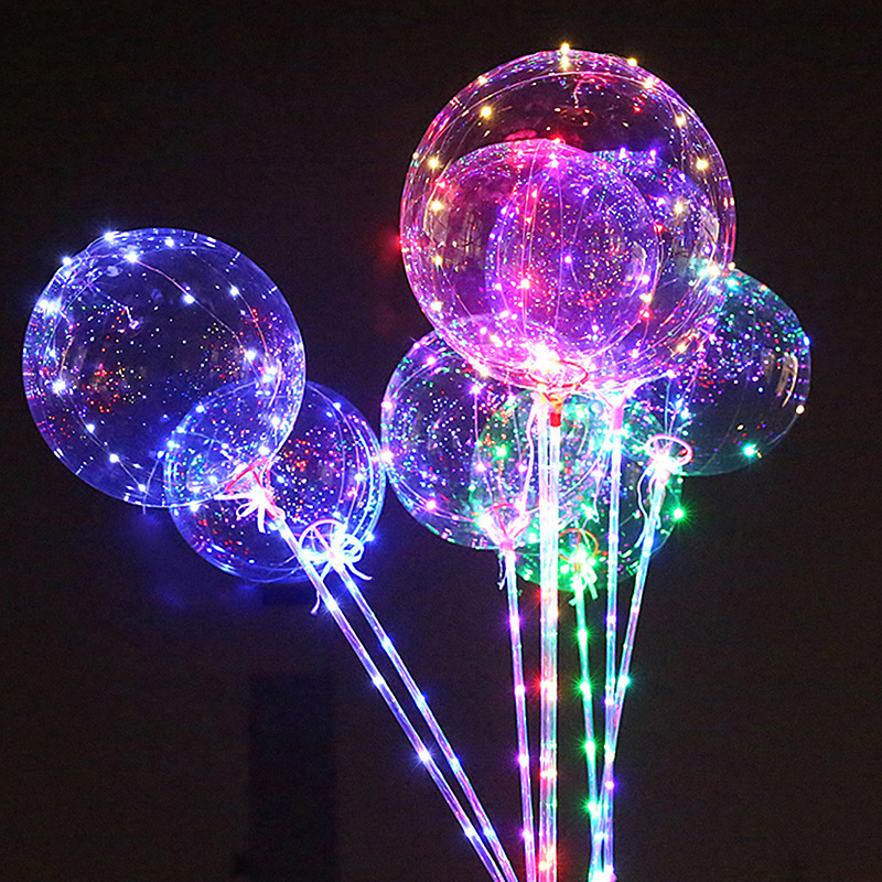 网红波波球透明发光带灯气球20寸广场地摊羽毛LED气球卡通闪光球详情图3