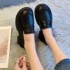 The new 2024 autumn collection of Japanese-style small leather shoes for women features a black thick-soled loafer with a British style, paired with a single jk uniform shoe Application Scenario