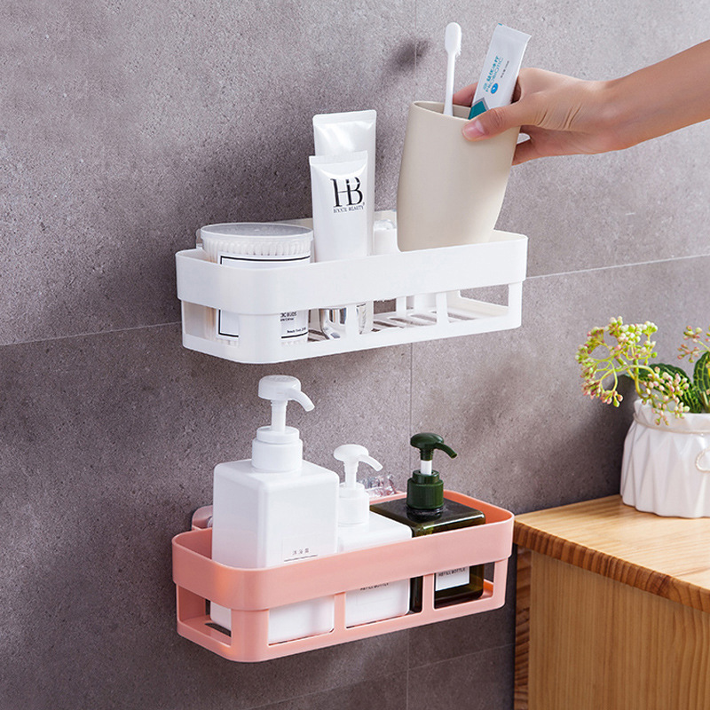 Bathroom storage shelf wall hanging bathroom suction wall toilet storage shelf suction cup washing-up table free of drilling details Picture