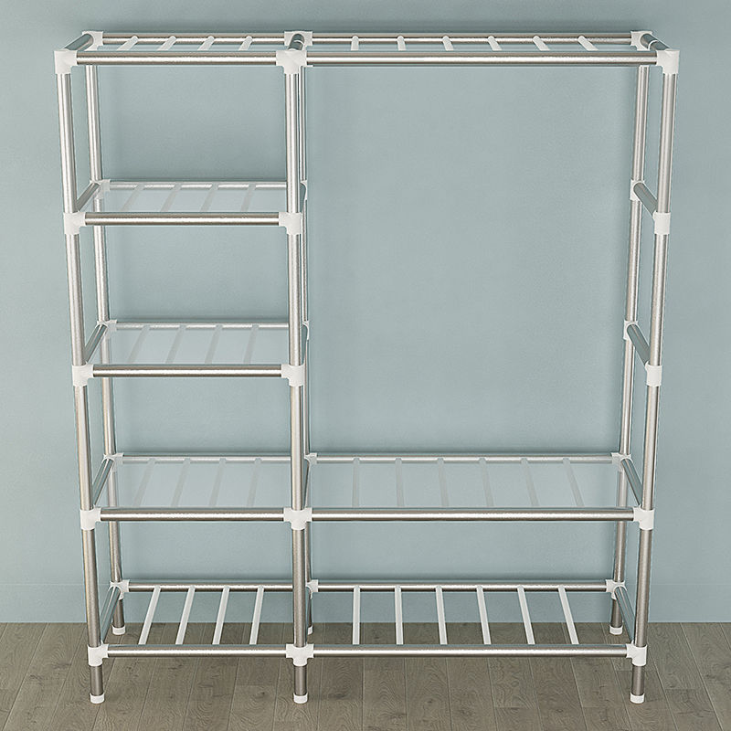 Thickened all-steel pipe wardrobe, simple fabric wardrobe, home bedroom reinforced and thickened, single and double, rental room wardrobe Application Scenario