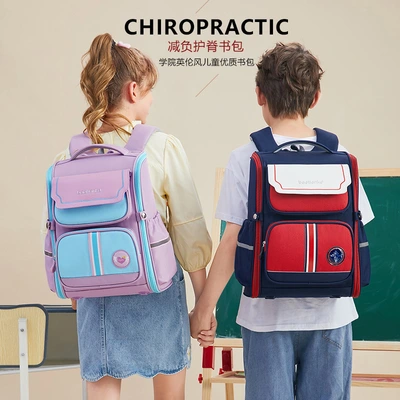 New Children's Schoolbag Men And Women British Wind Primary School Students Ridge Relief Backpack 136Th Grade Light Backpack