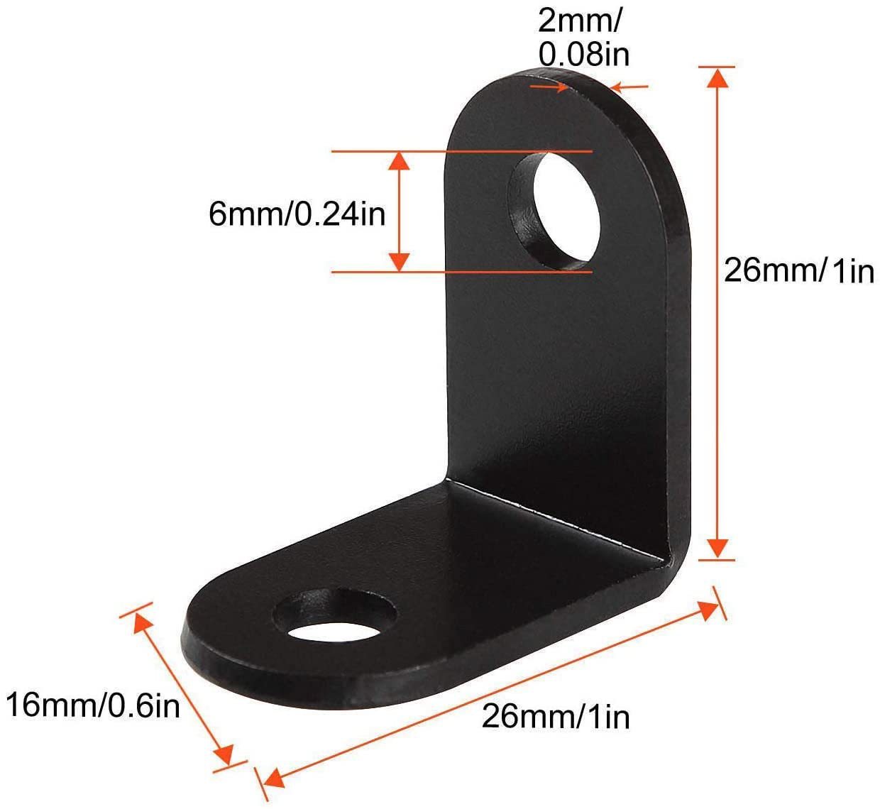 Black and white right Angle L type small corner code, rounded corner plate bracket, Angle iron fixer, right Angle bracket, wooden table and chair fixed corner code details Picture